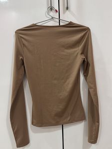 H&amp;M Brown Long Sleeve Ruched Top