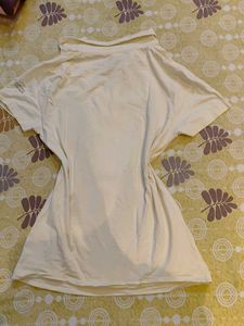 Cream Collared Short Sleeve Top