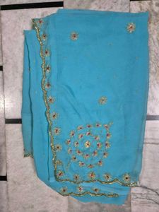 elegant sky blue saree