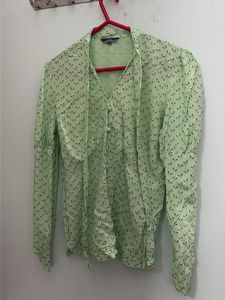 Green Floral Blouse Top