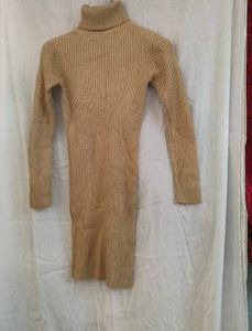 Tan Ribbed Knit Mini Dress