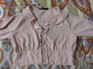 Blush Pink Cropped Blouse