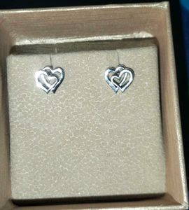 Cute 92.5 Silver Heart Stud Earrings