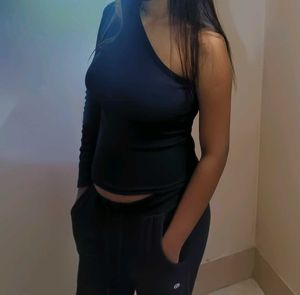 Black One-Shoulder Crop Top