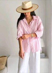 Pink Striped Oversized Shirt
