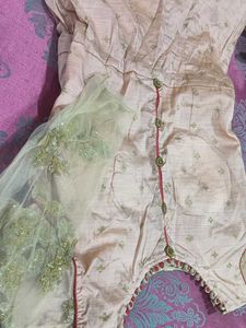 Girls Gown Red And Peach Colour