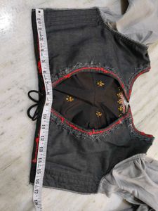 Designer Black Blouse with Gold Embroidery