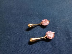 Light Pink And Golden Earrings