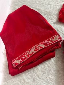Stunning Red Embroidered Kurta Set