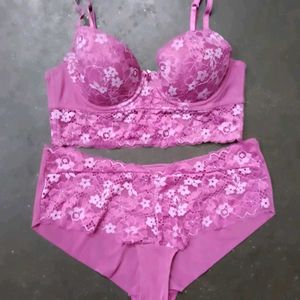 Pink Lace Bra &amp; Panty Set