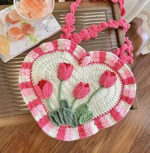 Heart-Shaped Crochet Tulip Bag