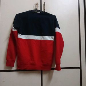Red and blue unisex sweatshirt