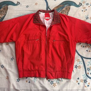 Vintage Red Zip-Up Jacket(unisex)