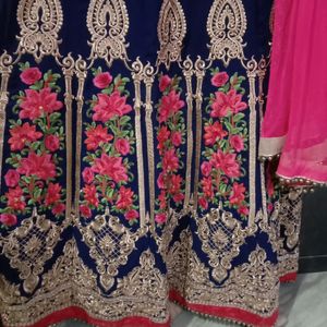 Party Wear Pink And Blue Gown
