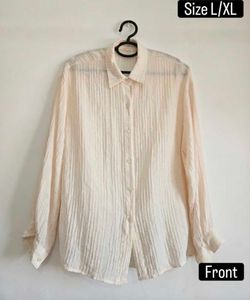 Cream Textured Collared Shirt