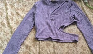 Purple Cut-Out Long Sleeve Top
