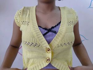 Cute Yellow Knit Cardigan