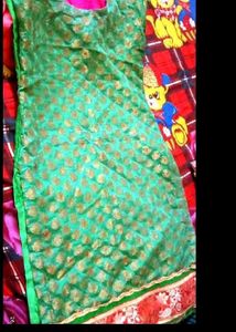 Green Kurta with Golden Print