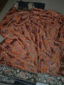 Embroidered Saree with Blouse stiched