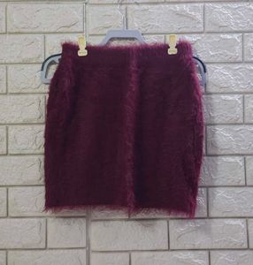 CRYX Japan Burgundy Fuzzy Knit Mini Skirt