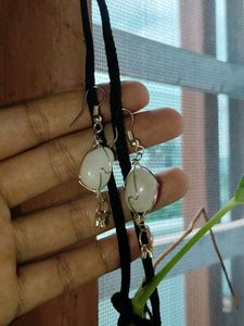 Handmade White Stone Earrings