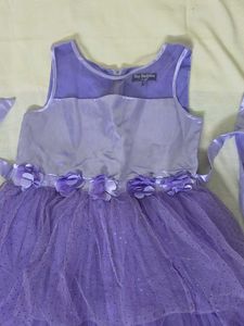Girls Lavender Partywear Net Gown