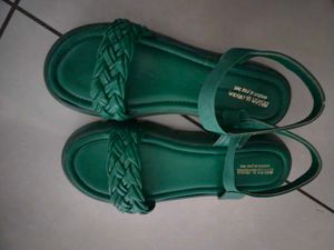 Green Braided Platform Sandals