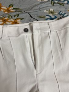 Women's White High-Waisted Wide-Leg Pants