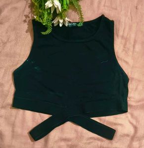 Black Crop Top with Crisscross Detail