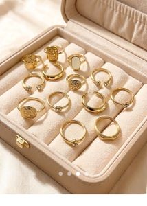 Boho rose gold Ring Set