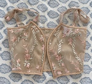 Embroidered Sheer Crop Top