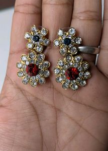 Stunning Red, White &amp; Blue Gemstone Jewelry Set