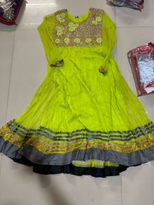Green Embellished Anarkali Kurta