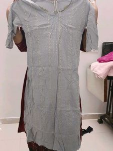Stylish Grey Kurta with Embellishments
