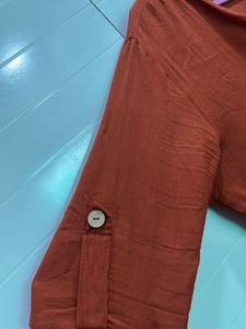 Rust Orange Embroidered Kurta with pant