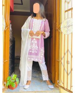 Lilac Color Pakistani Embroidered 2 Piece Suit Set