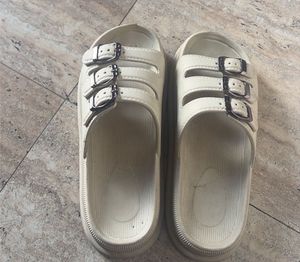 Cream Triple Buckle Slides