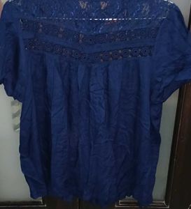 Elegant Navy Blue Lace Top