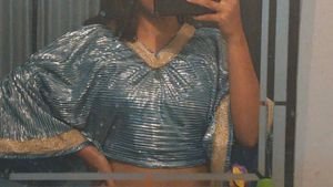 Stylish Blue Metallic Crop Top