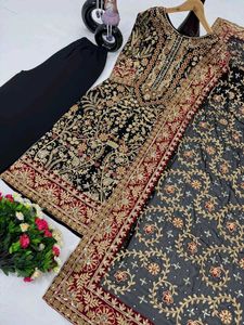 Women’s Black Heavy Embroidered Lehenga Suit Set w