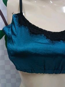 )300)Teal Lace Trim Cami Top