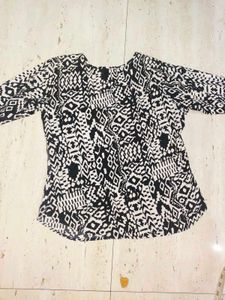 🖤 Trendy Black &amp; White Printed Top | Stylish Casu
