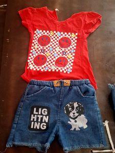 Cute Girls Dot Print Top &amp; Skirt Set