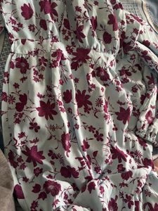 Light Blue Floral Print Midi Dress