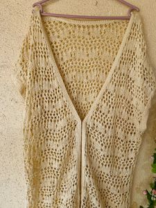 Crochet Knit Open Cardigan
