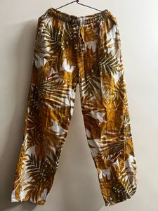 Tropical Print Wide-Leg Pants