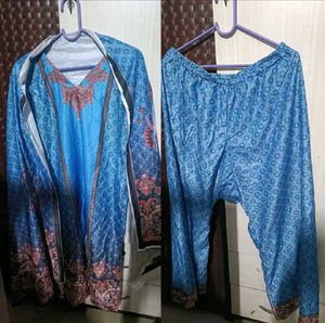 Blue Printed Kurta Set