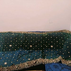 Elegant Emerald Green Bridal dabka Lehenga