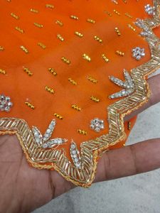 Orange Embroidered Saree