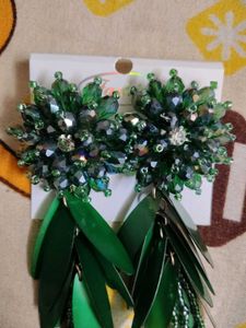 Statement Green Beaded Earrings